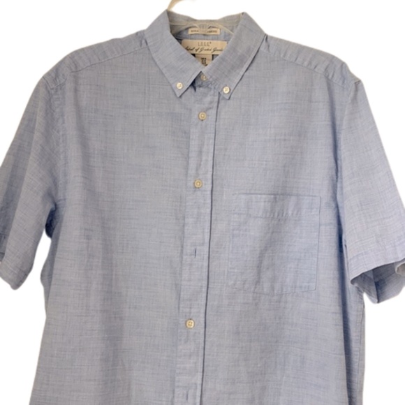 H&M Label Of Graded Goods LOGG Mens Size M Short Sleeve Blue Button Up Shirt - Picture 3 of 6
